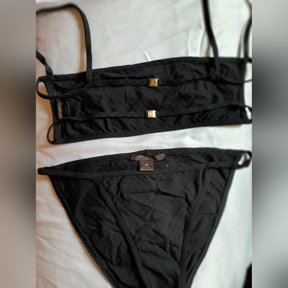LOUIS VUITTON Vintage Y2K Black Bikini Sz Small - Picture 2 of 11